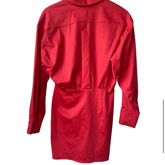 New ZARA POPLIN SHIRT RED DRESS - Picture 8 of 14
